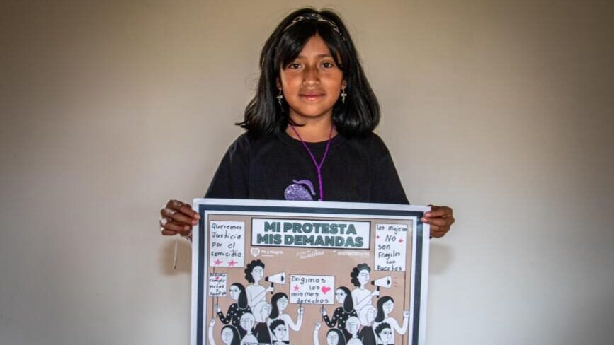 Niña en Guatemala por la igualda de género